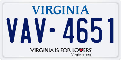 VA license plate VAV4651