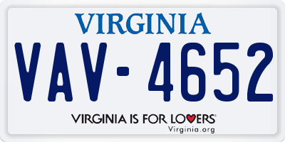 VA license plate VAV4652