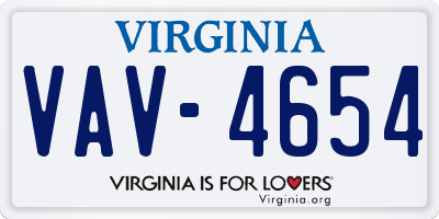 VA license plate VAV4654