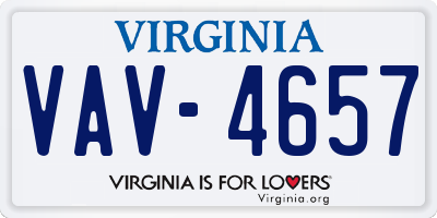 VA license plate VAV4657