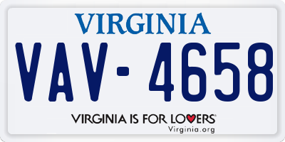 VA license plate VAV4658