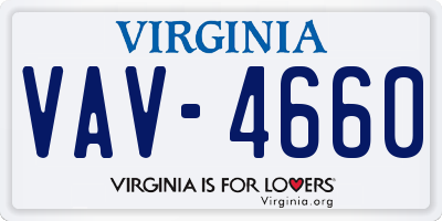 VA license plate VAV4660