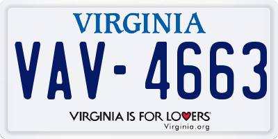 VA license plate VAV4663