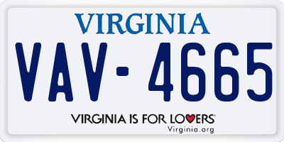 VA license plate VAV4665