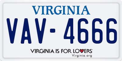 VA license plate VAV4666