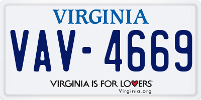 VA license plate VAV4669