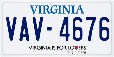 VA license plate VAV4676