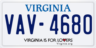 VA license plate VAV4680