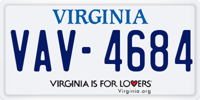 VA license plate VAV4684