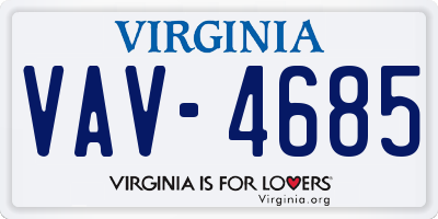VA license plate VAV4685