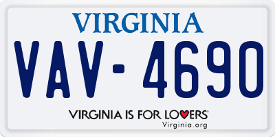 VA license plate VAV4690
