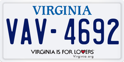 VA license plate VAV4692