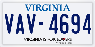 VA license plate VAV4694