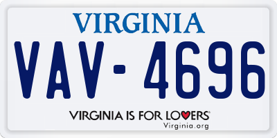 VA license plate VAV4696
