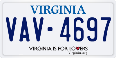 VA license plate VAV4697
