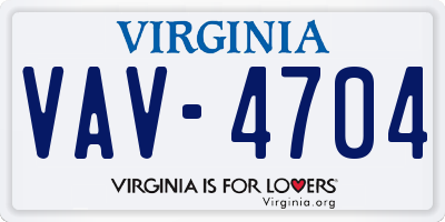 VA license plate VAV4704