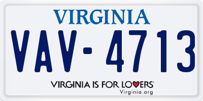 VA license plate VAV4713