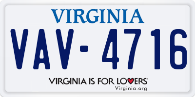 VA license plate VAV4716