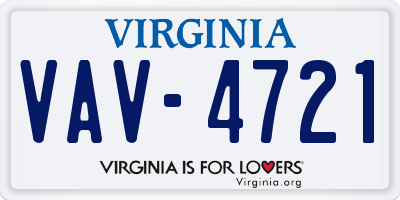 VA license plate VAV4721