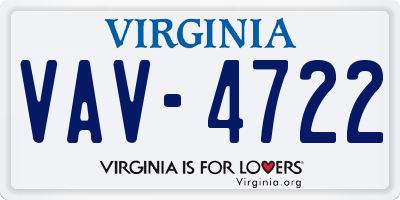 VA license plate VAV4722