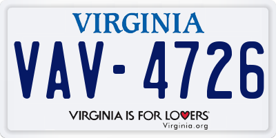 VA license plate VAV4726