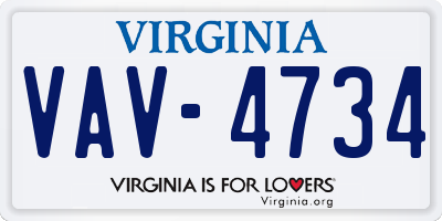 VA license plate VAV4734