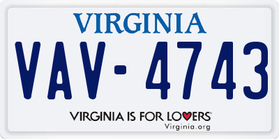 VA license plate VAV4743