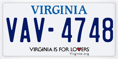 VA license plate VAV4748