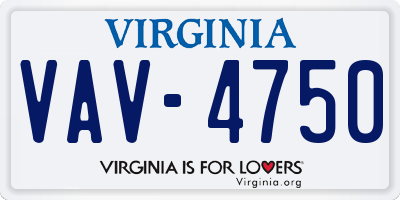 VA license plate VAV4750