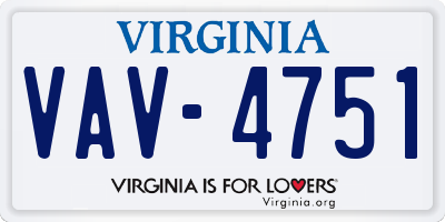 VA license plate VAV4751