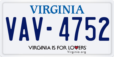 VA license plate VAV4752