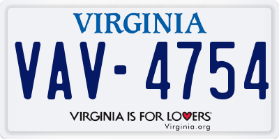 VA license plate VAV4754
