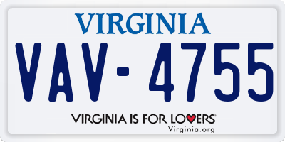VA license plate VAV4755