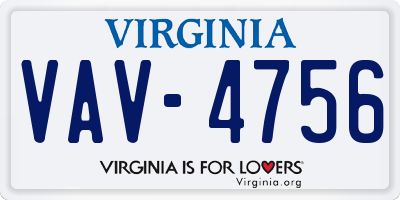 VA license plate VAV4756