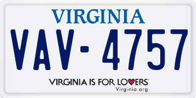 VA license plate VAV4757