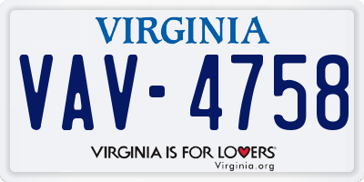 VA license plate VAV4758