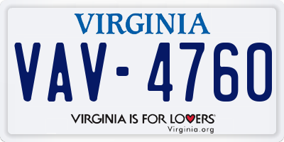 VA license plate VAV4760