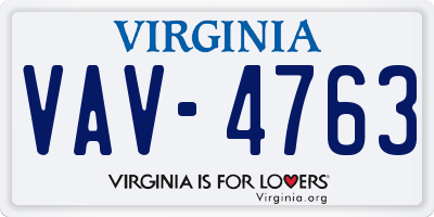 VA license plate VAV4763