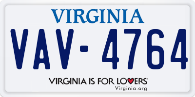 VA license plate VAV4764