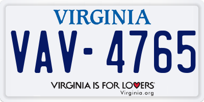 VA license plate VAV4765