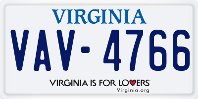 VA license plate VAV4766