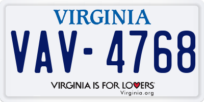 VA license plate VAV4768