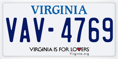 VA license plate VAV4769