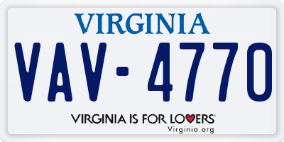 VA license plate VAV4770