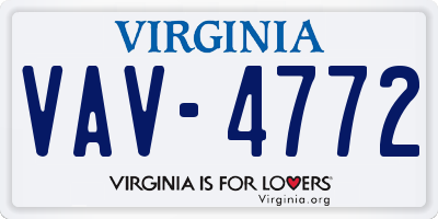 VA license plate VAV4772