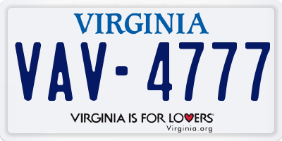 VA license plate VAV4777