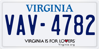 VA license plate VAV4782