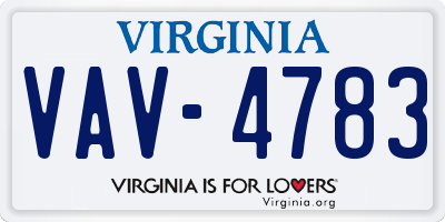 VA license plate VAV4783