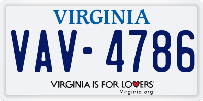 VA license plate VAV4786