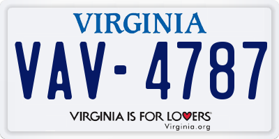 VA license plate VAV4787